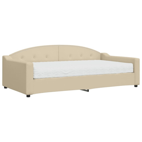 vidaXL Slaapbank met matras 100x200 cm stof crèmekleurig afbeelding2 - 1