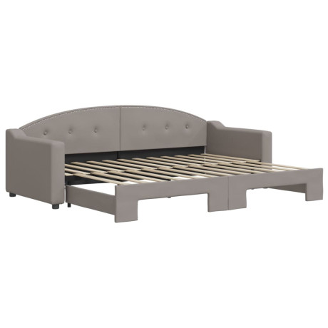 vidaXL Slaapbank met onderschuifbed 80x200 cm stof taupe afbeelding2 - 1