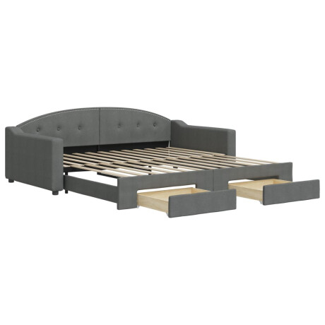 vidaXL Slaapbank onderschuifbed en lades 100x200 cm stof donkergrijs afbeelding2 - 1