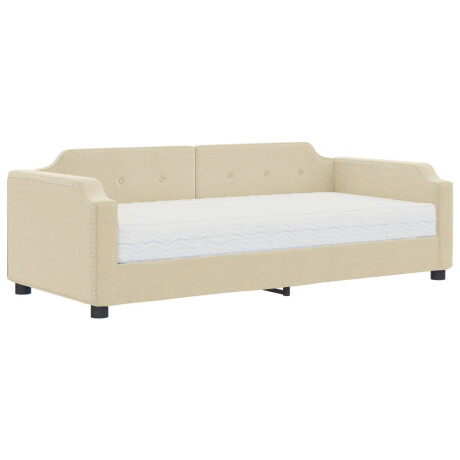 vidaXL Slaapbank met matras 80x200 cm stof crèmekleurig afbeelding2 - 1