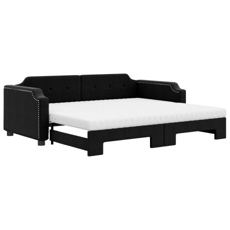 vidaXL Slaapbank met onderschuifbed en matrassen 100x200 cm stof zwart afbeelding2 - 1