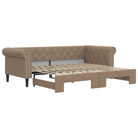 vidaXL Slaapbank en onderschuifbed 90x200 cm kunstleer cappuccinokleur afbeelding2 - 1