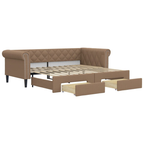 vidaXL Slaapbank met onderschuifbed en lades 90x200 cm kunstleer afbeelding2 - 1