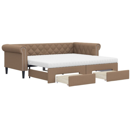 vidaXL Slaapbank met onderschuifbed en lades 90x200 cm kunstleer afbeelding2 - 1