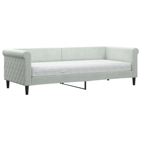vidaXL Slaapbank met matras 80x200 cm fluweel lichtgrijs afbeelding2 - 1