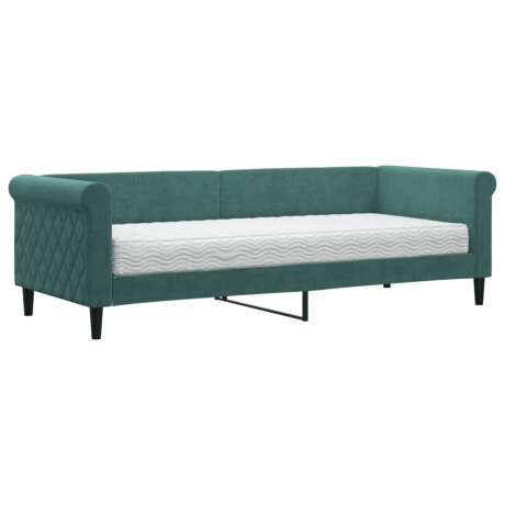 vidaXL Slaapbank met matras 80x200 cm fluweel donkergroen afbeelding2 - 1