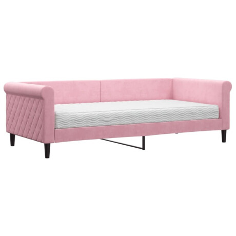 vidaXL Slaapbank met matras 90x200 cm fluweel roze afbeelding2 - 1