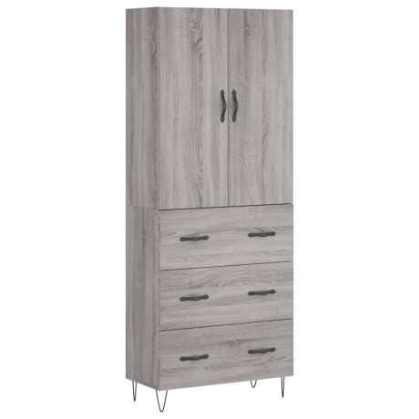vidaXL Hoge kast 69,5x34x180 cm bewerkt hout grijs sonoma eikenkleurig afbeelding2 - 1