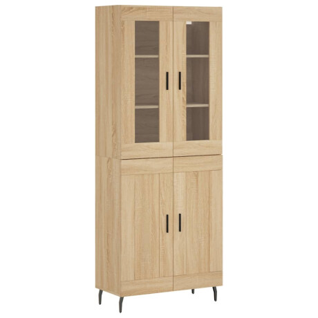 vidaXL Hoge kast 69,5x34x180 cm bewerkt hout sonoma eikenkleurig afbeelding2 - 1