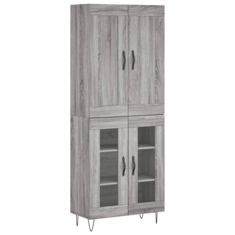 vidaXL Hoge kast 69,5x34x180 cm bewerkt hout grijs sonoma eikenkleurig afbeelding2 - 1
