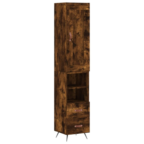 vidaXL Hoge kast 34,5x34x180 cm bewerkt hout gerookt eikenkleurig afbeelding2 - 1