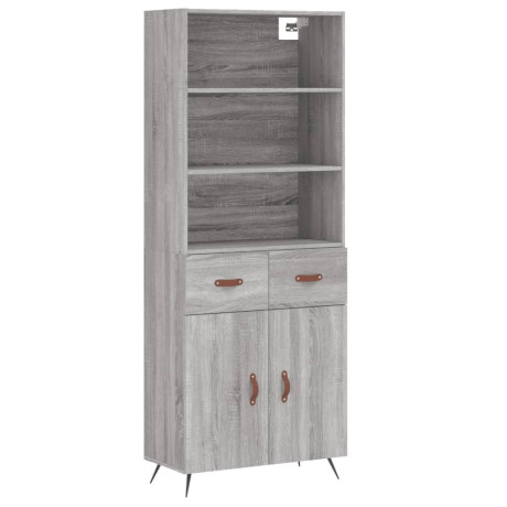 vidaXL Hoge kast 69,5x34x180 cm bewerkt hout grijs sonoma eikenkleurig afbeelding2 - 1