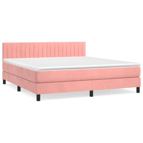 vidaXL Boxspring met matras fluweel roze 180x200 cm afbeelding2 - 1