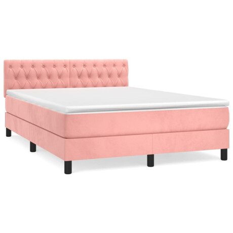vidaXL Boxspring met matras fluweel roze 140x200 cm afbeelding2 - 1