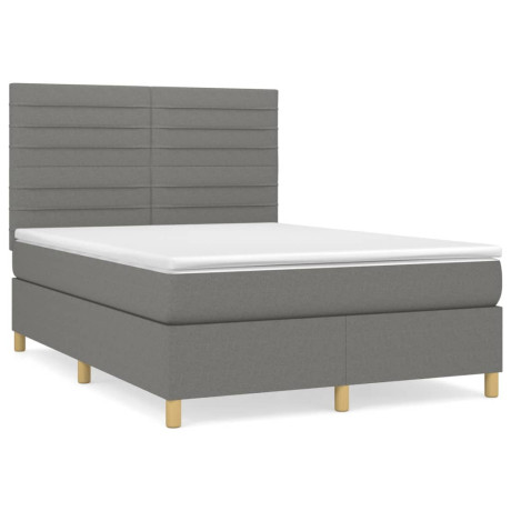 vidaXL Boxspring met matras stof donkergrijs 140x190 cm afbeelding2 - 1