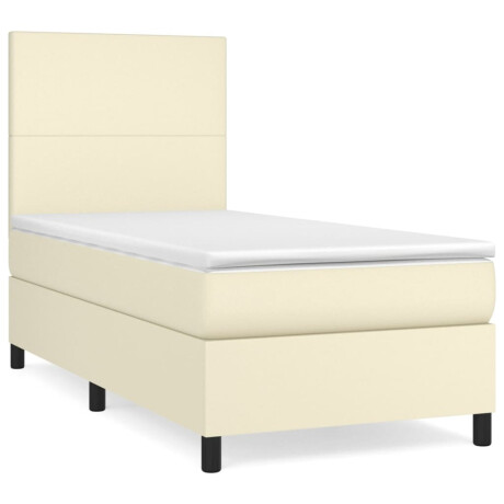 vidaXL Boxspring met matras kunstleer crèmekleurig 100x200 cm afbeelding2 - 1