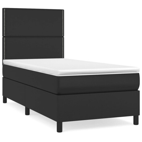 vidaXL Boxspring met matras kunstleer zwart 100x200 cm afbeelding2 - 1