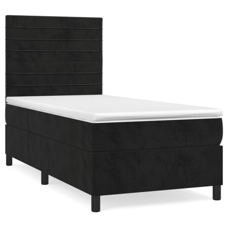 vidaXL Boxspring met matras fluweel zwart 100x200 cm afbeelding2 - 1