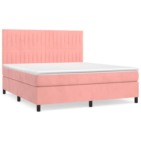 vidaXL Boxspring met matras fluweel roze 180x200 cm afbeelding2 - 1