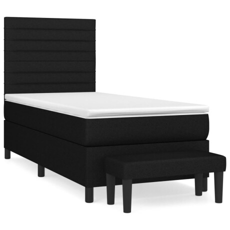vidaXL Boxspring met matras stof zwart 100x200 cm afbeelding2 - 1