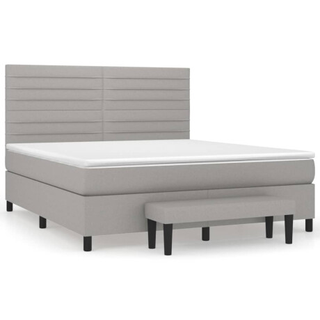 vidaXL Boxspring met matras stof lichtgrijs 180x200 cm afbeelding2 - 1