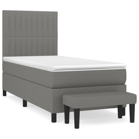 vidaXL Boxspring met matras stof donkergrijs 90x200 cm afbeelding2 - 1