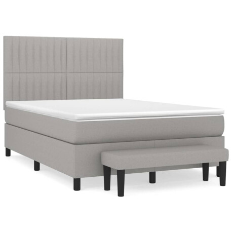 vidaXL Boxspring met matras stof lichtgrijs 140x190 cm afbeelding2 - 1