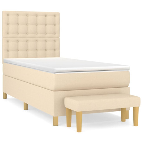 vidaXL Boxspring met matras stof crèmekleurig 90x200 cm afbeelding2 - 1