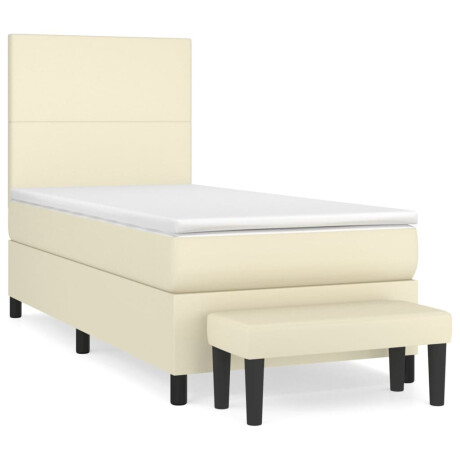 vidaXL Boxspring met matras kunstleer crèmekleurig 90x200 cm afbeelding2 - 1