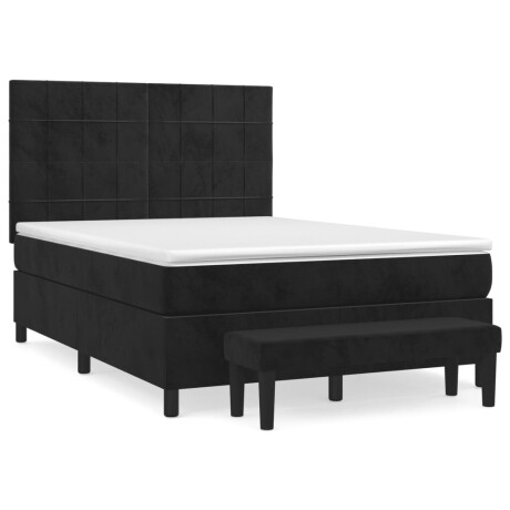 vidaXL Boxspring met matras fluweel zwart 140x190 cm afbeelding2 - 1