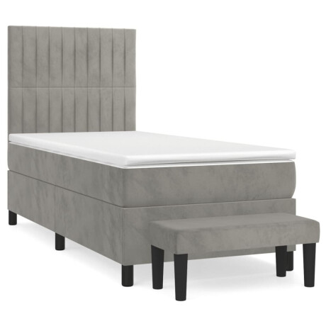 vidaXL Boxspring met matras fluweel lichtgrijs 80x200 cm afbeelding2 - 1