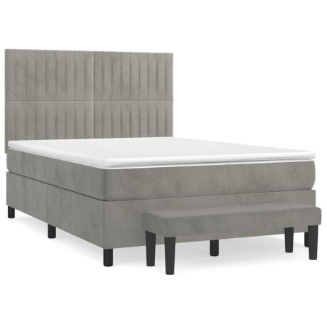 vidaXL Boxspring met matras fluweel lichtgrijs 140x200 cm afbeelding2 - 1
