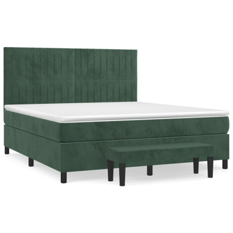 vidaXL Boxspring met matras fluweel donkergroen 160x200 cm afbeelding2 - 1