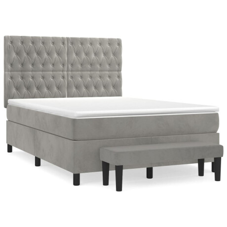 vidaXL Boxspring met matras fluweel lichtgrijs 140x200 cm afbeelding2 - 1