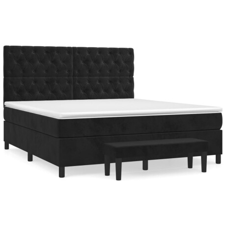 vidaXL Boxspring met matras fluweel zwart 160x200 cm afbeelding2 - 1