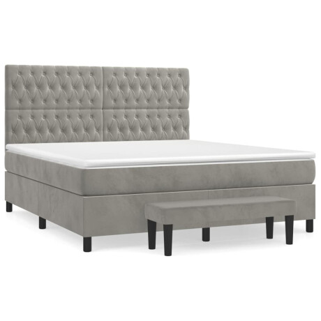 vidaXL Boxspring met matras fluweel lichtgrijs 180x200 cm afbeelding2 - 1