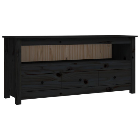 vidaXL Tv-meubel 114x35x52 cm massief grenenhout zwart afbeelding2 - 1
