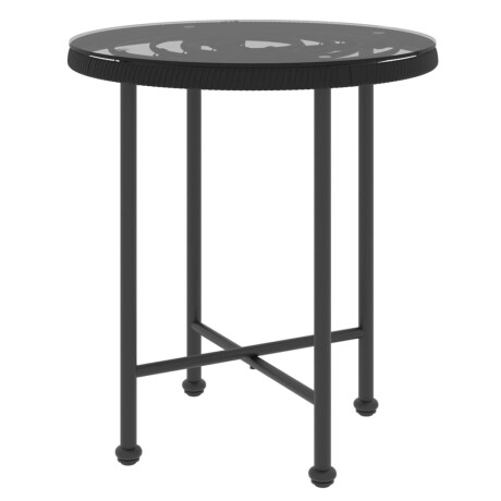 vidaXL Eettafel Ø50 cm gehard glas en staal zwart afbeelding2 - 1