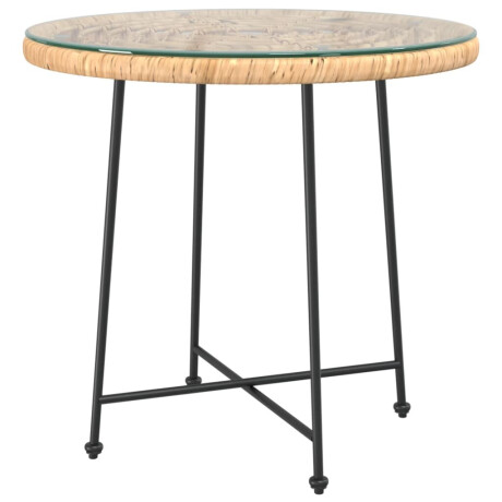 vidaXL Eettafel Ø80 cm gehard glas en staal afbeelding2 - 1