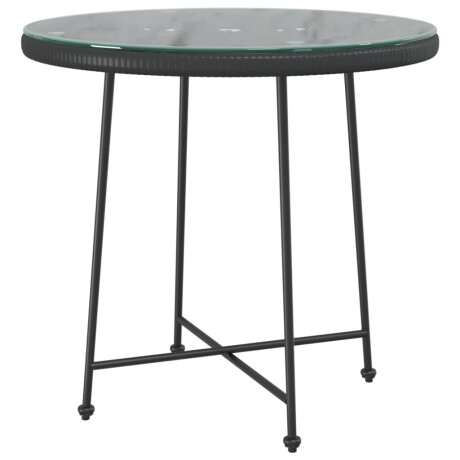 vidaXL Eettafel Ø80 cm gehard glas en staal zwart afbeelding2 - 1