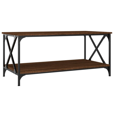 vidaXL Salontafel 100x50x45 cm bewerkt hout en ijzer bruineikenkleur afbeelding2 - 1