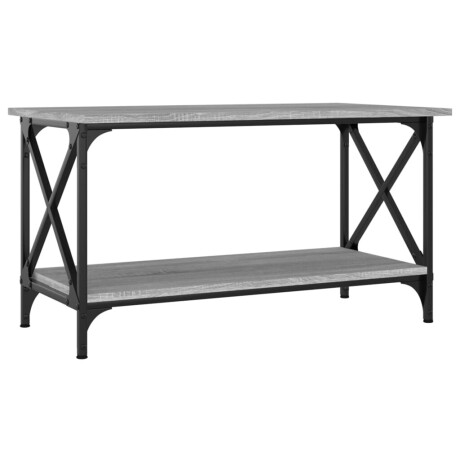 vidaXL Salontafel 80x45x45 cm bewerkt hout en ijzer grijs sonoma eiken afbeelding2 - 1