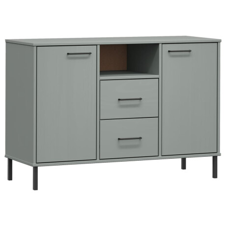 vidaXL Dressoir met metalen poten OSLO 113x40x77 cm grenenhout grijs afbeelding2 - 1