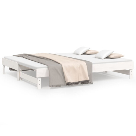 vidaXL Slaapbank uitschuifbaar 2x(80x200) cm massief grenenhout wit afbeelding2 - 1