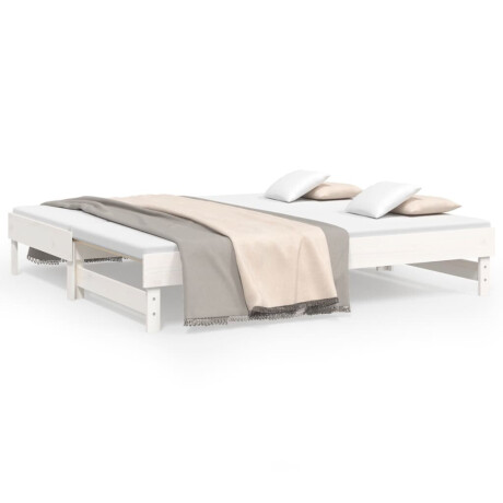 vidaXL Slaapbank uitschuifbaar massief grenenhout wit 2x(75x190) cm afbeelding2 - 1