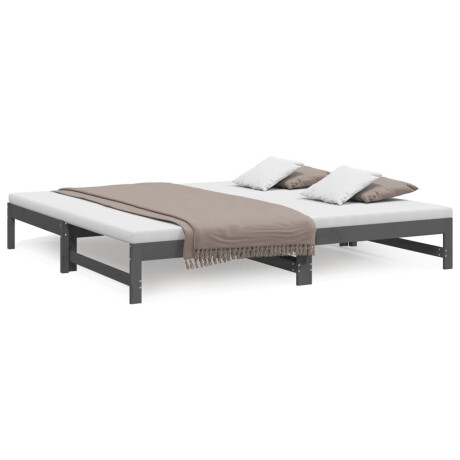 vidaXL Slaapbank uitschuifbaar massief grenenhout grijs 2x(90x200) cm afbeelding2 - 1