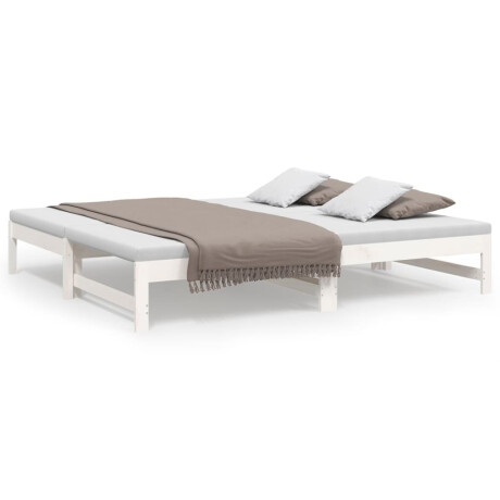 vidaXL Slaapbank uitschuifbaar massief grenenhout wit 2x(90x190) cm afbeelding2 - 1