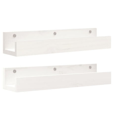 vidaXL Wandschappen 2 st 50x12x9 cm massief grenenhout wit afbeelding2 - 1