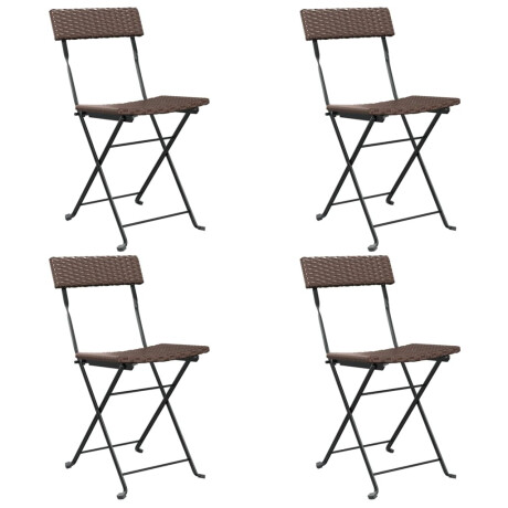 vidaXL Bistrostoelen 4 st inklapbaar poly rattan en staal bruin afbeelding2 - 1