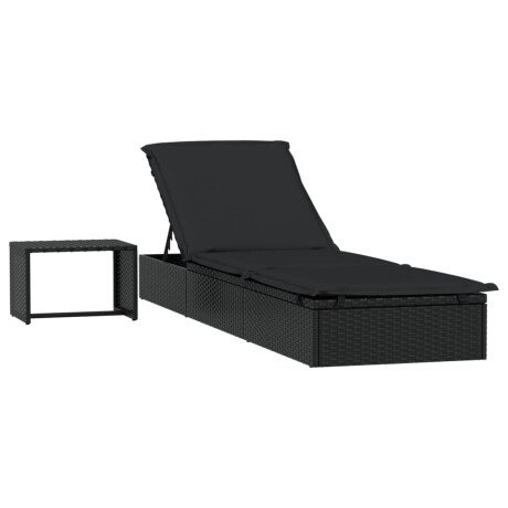 vidaXL Ligbed met tafel 1 st poly rattan zwart afbeelding2 - 1